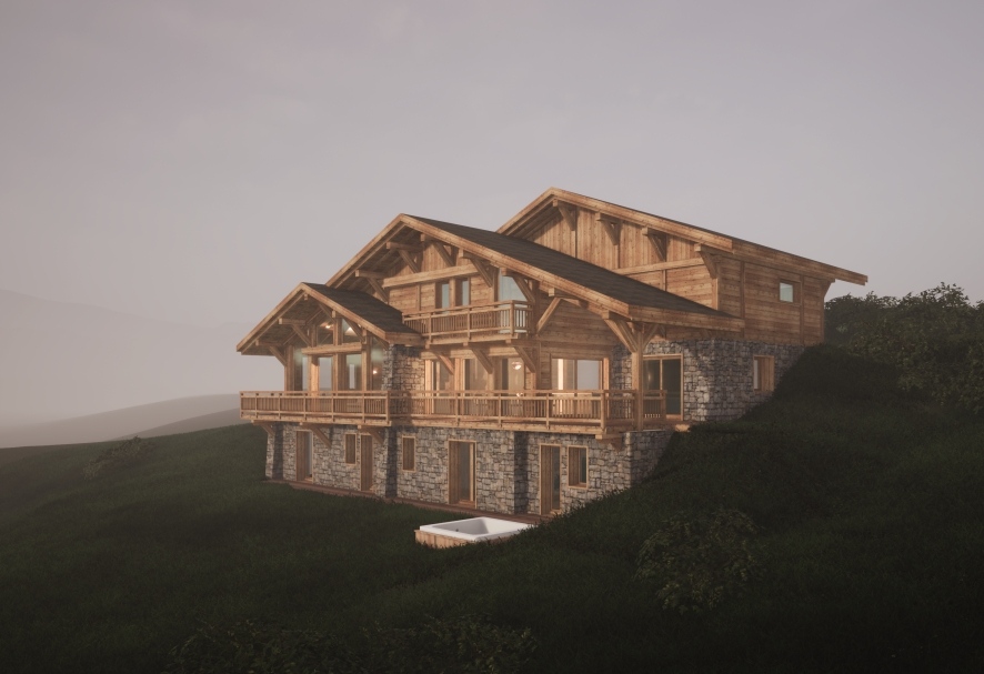 Conception 3D chalet sur mesure village des Gets